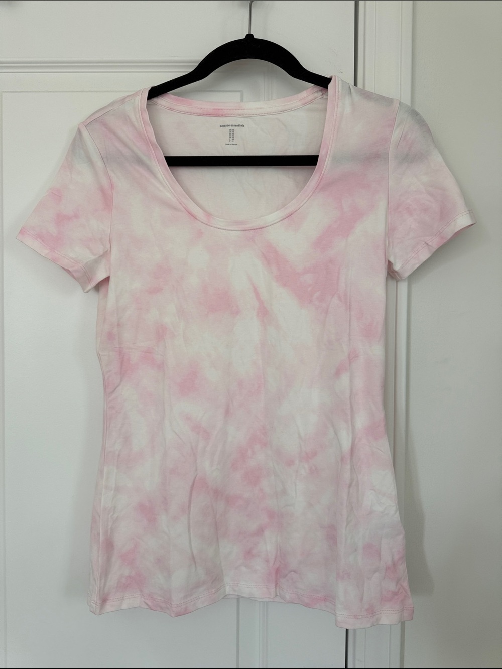 Amazon Pink & White Tie-Dye Scoop Neck Short Sleeve Tee Shirt